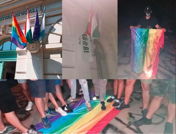 Fradisták letépték a szivárványos zászlót a városházáról